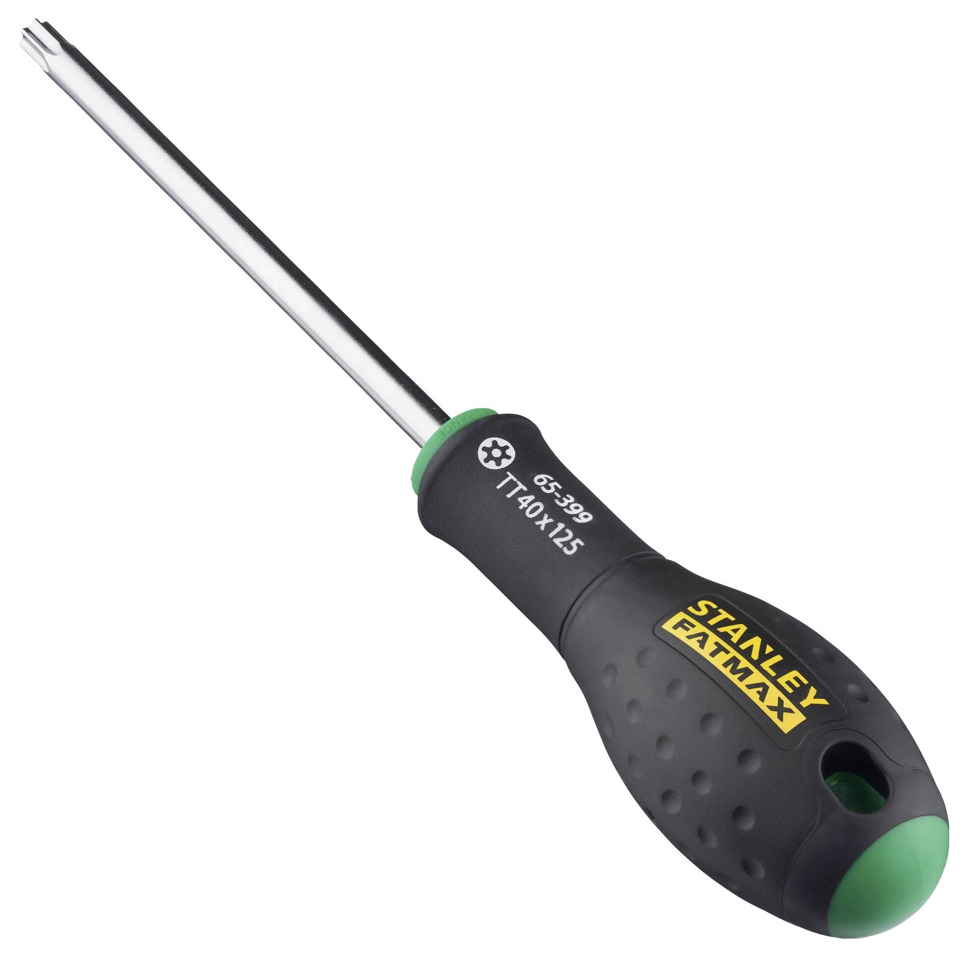 Black and green screwdriver with star-head and non-slip grip. 'STANLEY FARMAX' markings and model number visible.