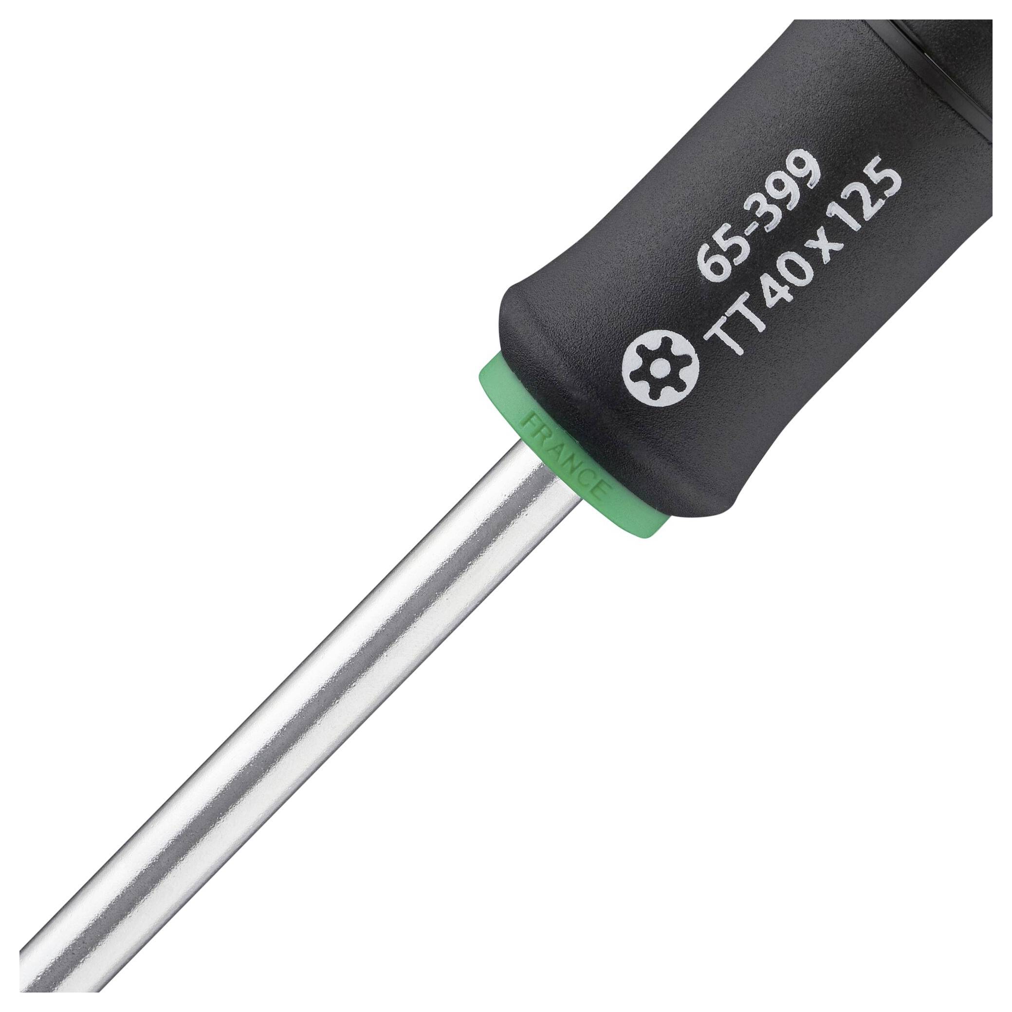 'Torx screwdriver with the inscription 65-399 TT40 x 125 on the handle'