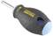 Phillips screwdriver with a black handle and blue details, 'Stanley Fatmax' brand, tip marked with yellow 'PZ1' symbol.