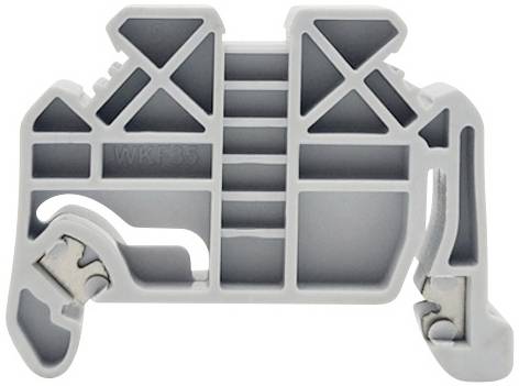 Industrial plastic clamp with metal components, featuring side hooks for attachment.