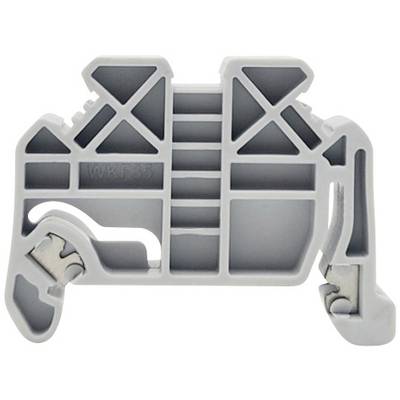 Industrial plastic clamp with metal components, featuring side hooks for attachment.