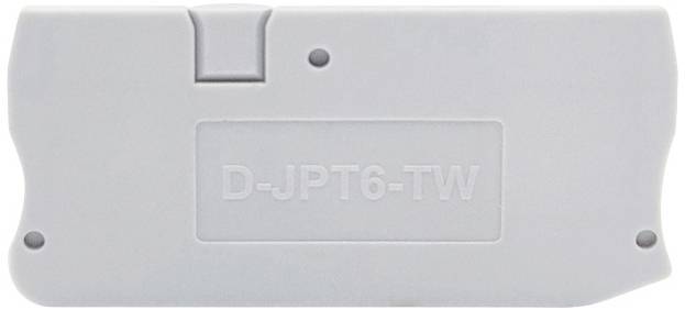 Grey rectangular cover or plastic casing with embossed text 'D-JPT6-TW', likely a technical component.