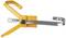 A yellow metal wheel clamp attached to a wheel to prevent vehicle movement.