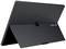 Rear view of a portable black monitor by ASUS with a foldable stand, perfect for mobile working.