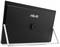 Rear view of a black monitor with a silver stand, the 'ASUS' name visible on the back, main focus: the design.