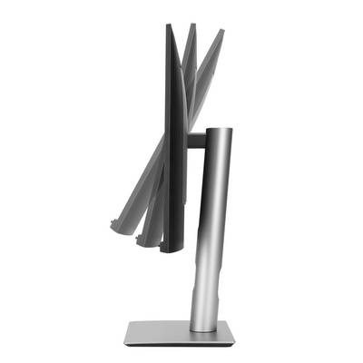 An adjustable computer monitor with a flexible tilt mechanism. The screen is vertically positioned on a sturdy base.