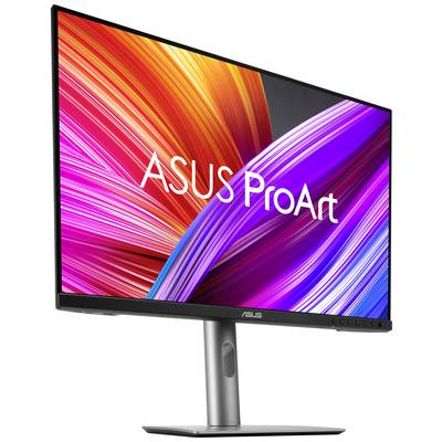 An ASUS ProArt monitor with vibrant, abstract colours on the screen.