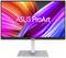 Asus ProArt Monitor with a colourful, abstract background on the screen. Elegant design with a sturdy stand.