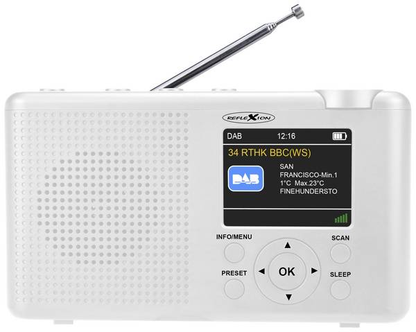 Reflexion TRA23DAB/WH Desk radio DAB+, DAB, FM DAB+, FM rechargeable White