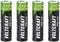 Four rechargeable AA batteries by VOLTCRAFT with USB-C connection, 1.5V, 1300 mAh, arranged in a row.