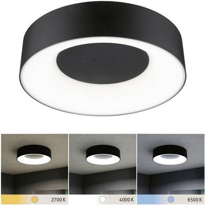 Round ceiling light with three light settings: warm white (2700 K), neutral white (4000 K), cool white (6500 K).
