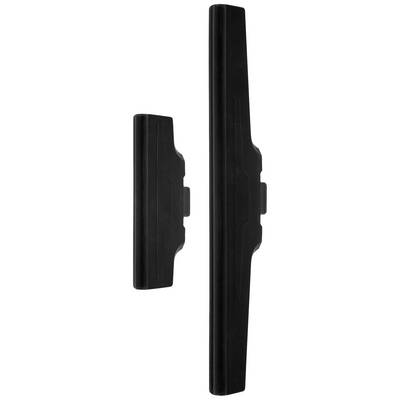 Two black, rectangular plastic casings of different sizes, lying side by side.