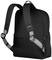 A black rucksack with grey shoulder straps and a subtle logo on the back, against a neutral background.