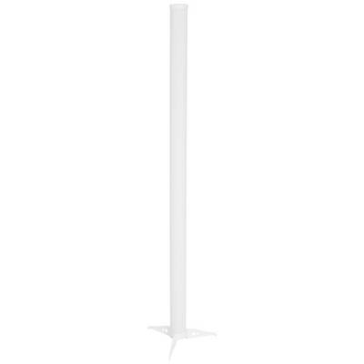 A white, tubular object with a broad, flat base, potentially a stand or mounting bracket.