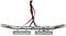 Silver LED light bar with two rectangular lamps and red cables, used for illumination, often mounted on vehicles.