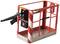 'Red lifting platform with safety railings and non-slip flooring, suitable for work at height.'