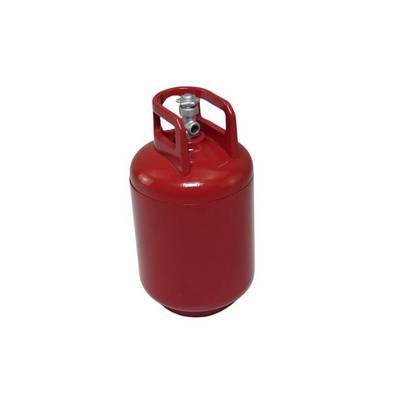 A red metal cylinder with a valve opening at the top, similar to a gas bottle.