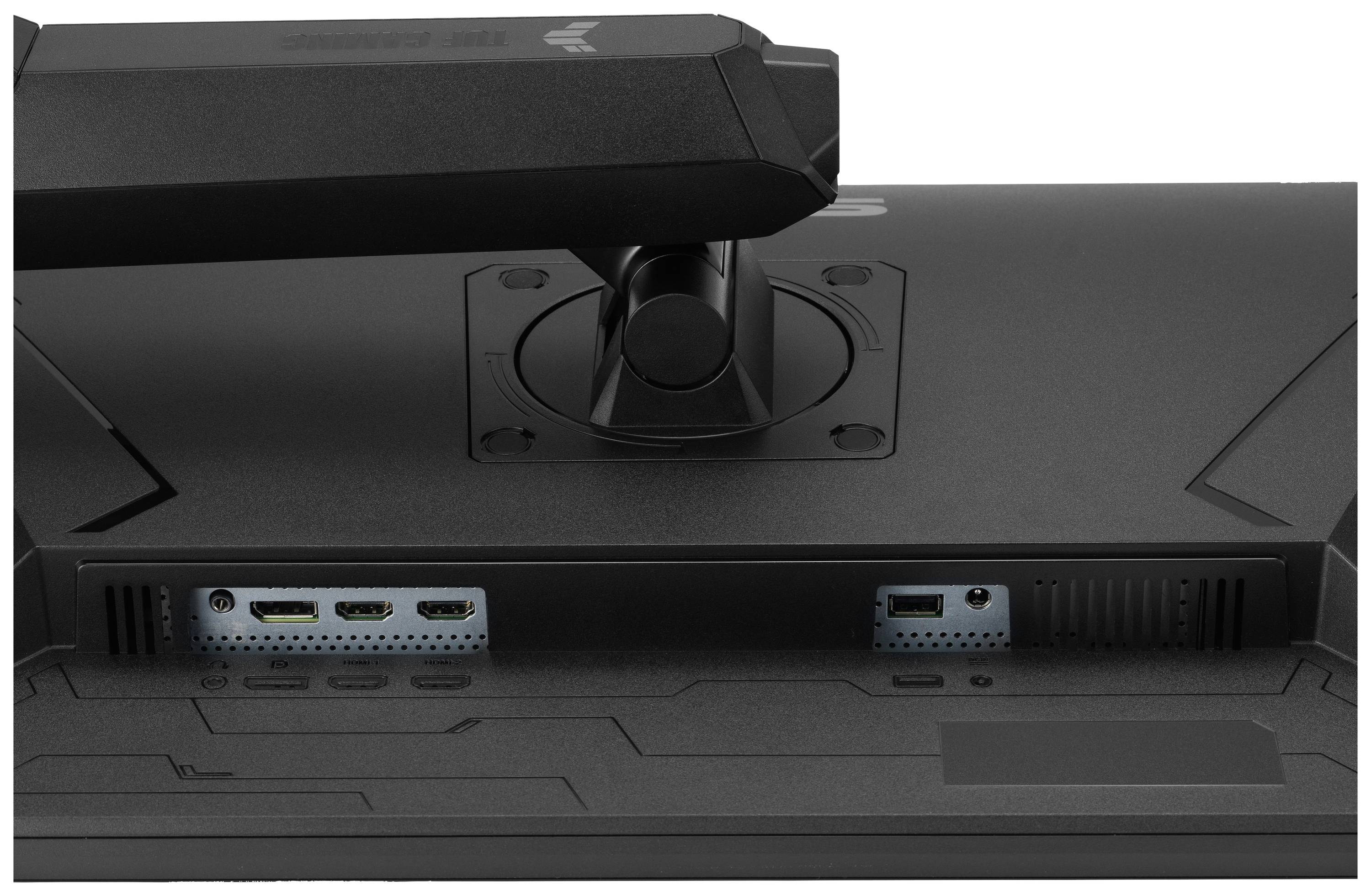 Back of a monitor with two HDMI ports and a DisplayPort.
