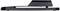 A black, flat docking station for electronic devices, with a slight rise in the middle and a smooth surface.
