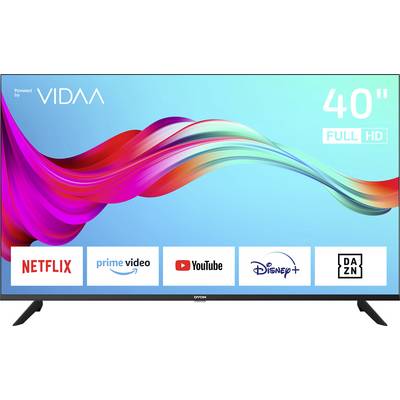 '40" Full HD TV with streaming apps: Netflix, Prime Video, YouTube, Disney+, and DAZN. Powered by VIDAA.'
