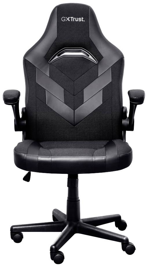 A black, ergonomic office chair with armrests and a high backrest. Ideal for gaming or long periods of sitting.