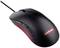 Black gaming mouse with illuminated 'GXT Trust' logo on the top surface, a cable and additional side buttons.