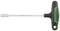 T-shaped hexagonal Allen key with black and green handle; precision tool for screw operations, manufactured in Germany.