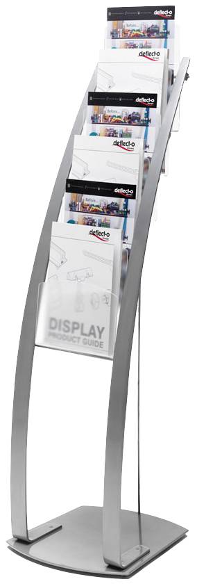 Deflecto 693145EUS 693145EU Magazine rack Silver, Transparent (frosted) A4 No. of compartments 6 1 pc(s) (W x H x D) 380 x 1250 x 420 mm
