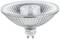 Halogen reflector lamp with GU10 base, clear glass, textured surface, suitable for spotlight fittings.