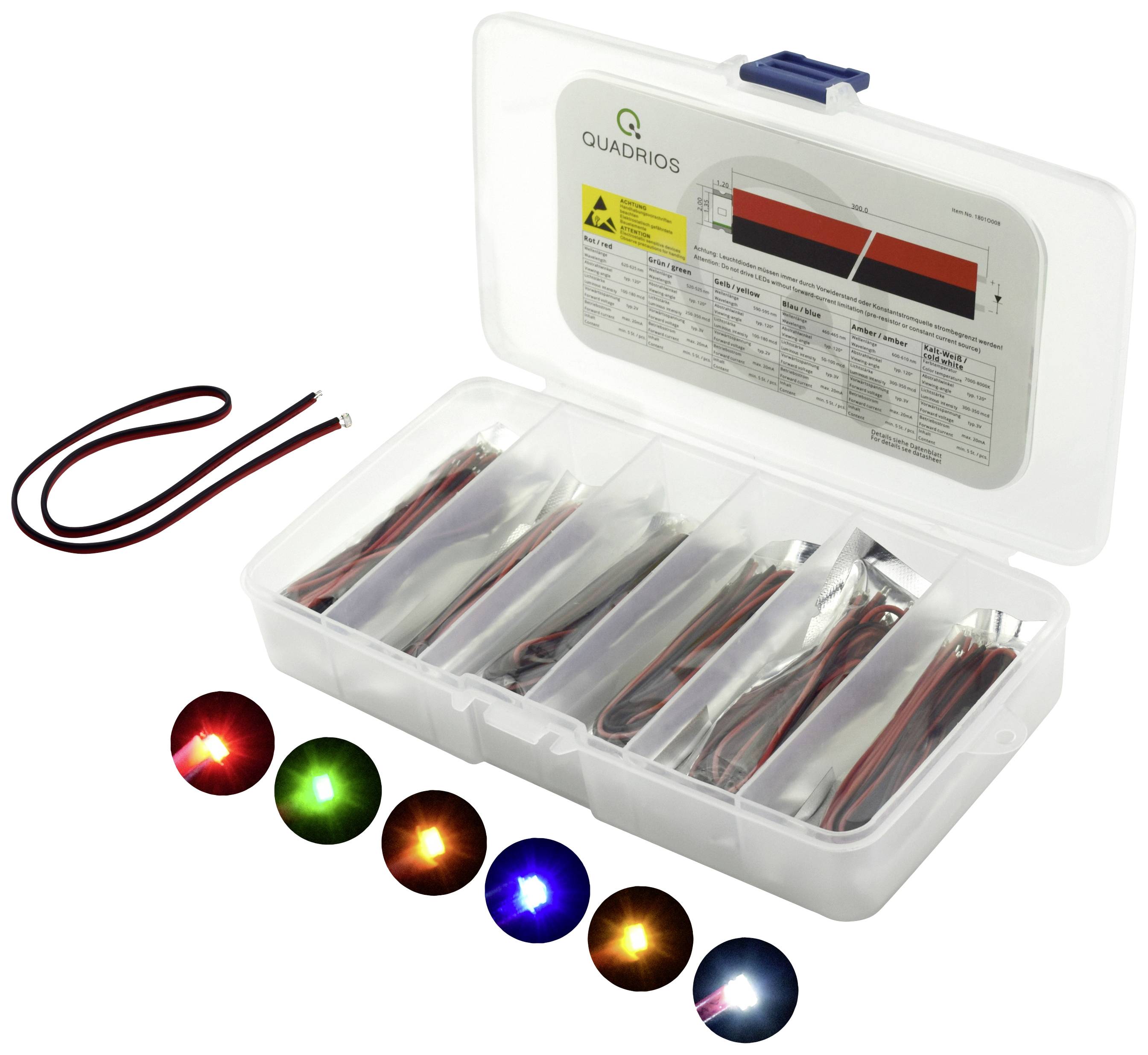 Quadrios LED set Red, Green, Yellow, Blue, White, Amber 20 mA 3.0 V