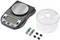 Digital precision scale with display, batteries, transparent cover and four small feet. Ideal for accurately measuring small objects.