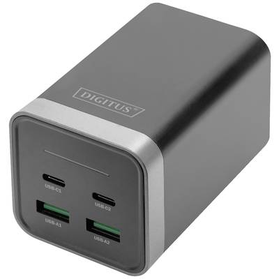 Image of Digitus 4-Port GaN USB charger 150 W Indoors, Mains socket Max. output current 3000 mA No. of outputs: 4 x USB-A, USB-C®