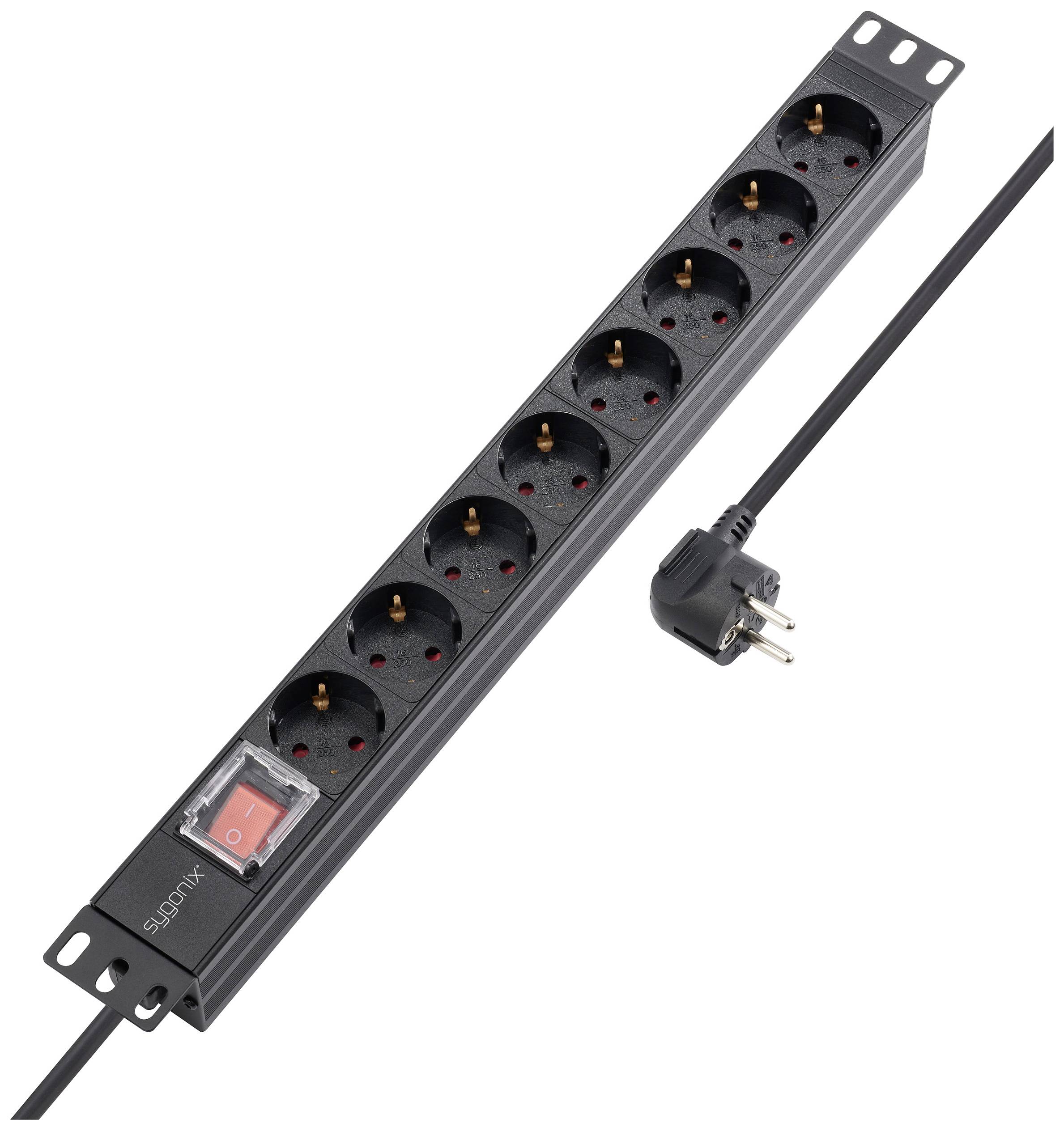 Sygonix SY-5799002 19 power strip 8x Black PG connector 1 pc(s)