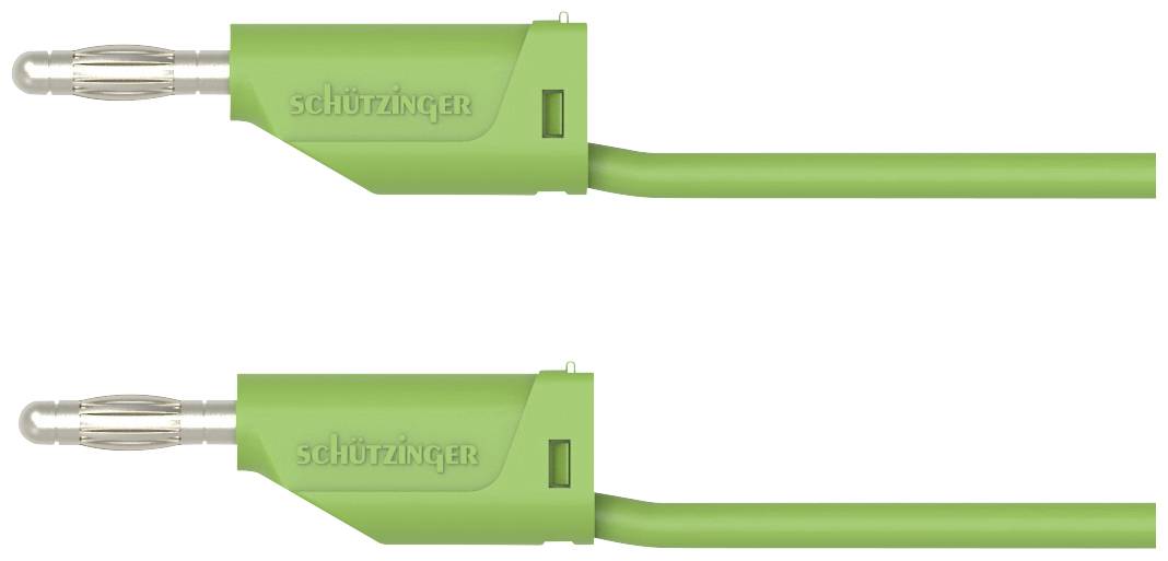 Two green connectors with metal tips, horizontally aligned. Text 'Schützinger' on each connector.