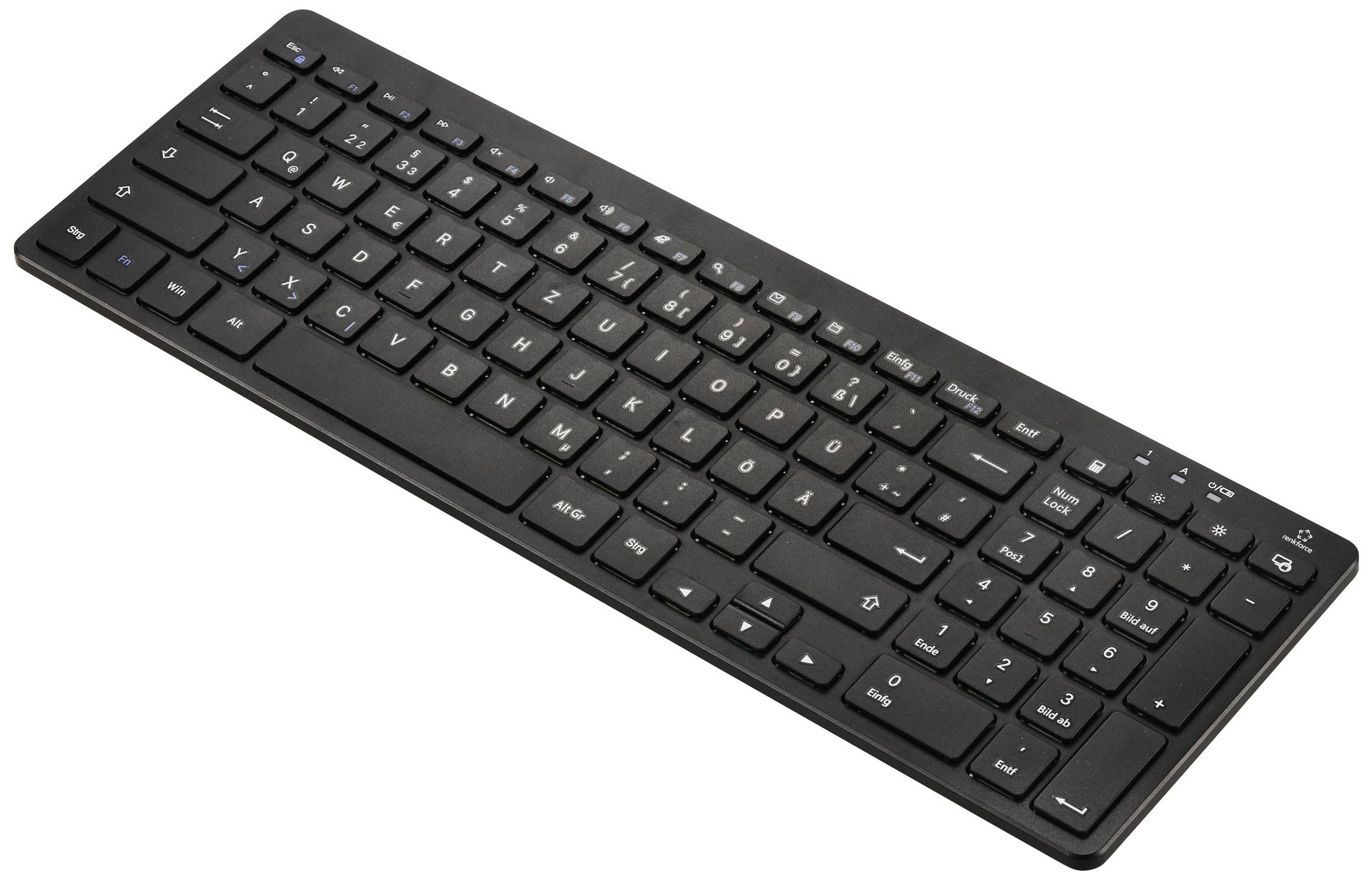Renkforce RF-5799536 Wireless Keyboard German, QWERTZ Black Quiet keypad, Multimedia buttons