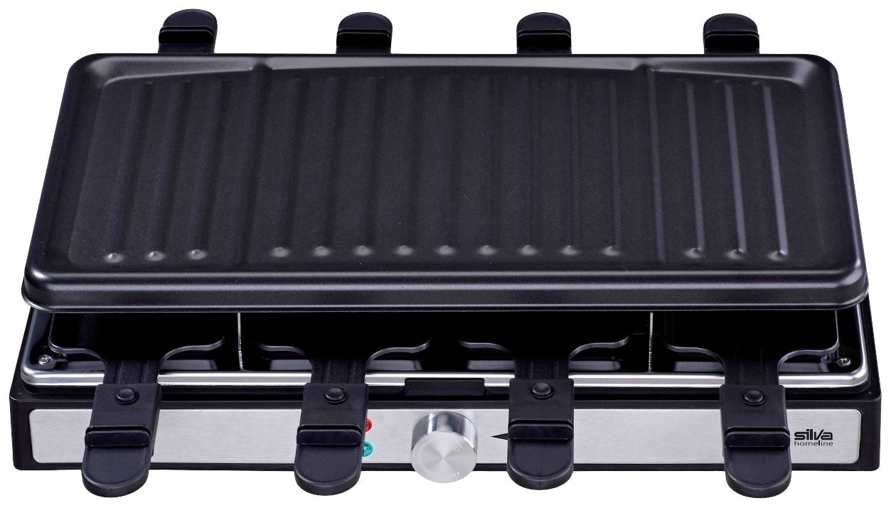 Silva Homeline PK-R 088 Raclette 8 pannikins, Non-stick coating, Overheat protection, Indicator light Black, Inox finish