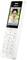 The image shows a white cordless telephone 'FRITZ!Fon' with a colour display. On the display: a call from 'Lea', with options 'Calls' and 'Favourites'.