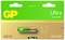 Packaging containing 12 GP Ultra Alkaline AA Batteries. Packaging text emphasises environmental friendliness and reusability.