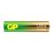A AA battery with a green and gold design and the inscription 'GP Ultra G-Tech'.