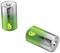 Two green batteries with the inscription 'Super G-TECH' and yellow 'GP' logo are shown, one upright, the other lying on its side.