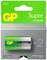 Two GP Super Alkaline D-size batteries in green and silver packaging, designed for long-lasting power supply.