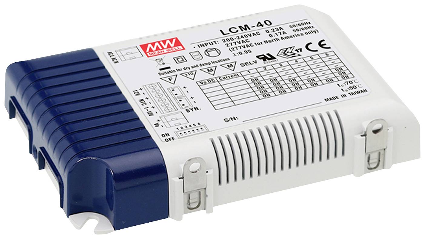 Image of MW Mean Well LED transformer 42 W 1.05 A 2 - 100 V dimmable 1 pc(s)