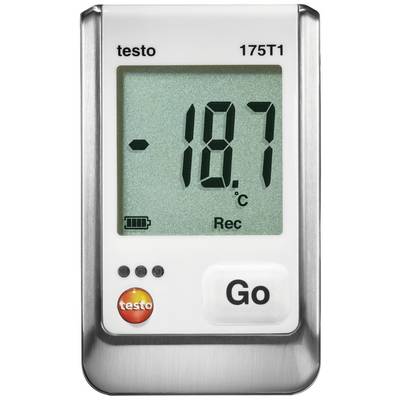 A temperature data logger displays '-18.7 °C' on a digital display. Battery and recording symbols are visible in the bottom left corner.