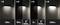 'Image shows four lighting modes. 1: 250 lumens. 2: 100 lumens with motion sensor 1000 lumens. 3: Off with motion sensor 1000 lumens. 4: 1000 lumens.'