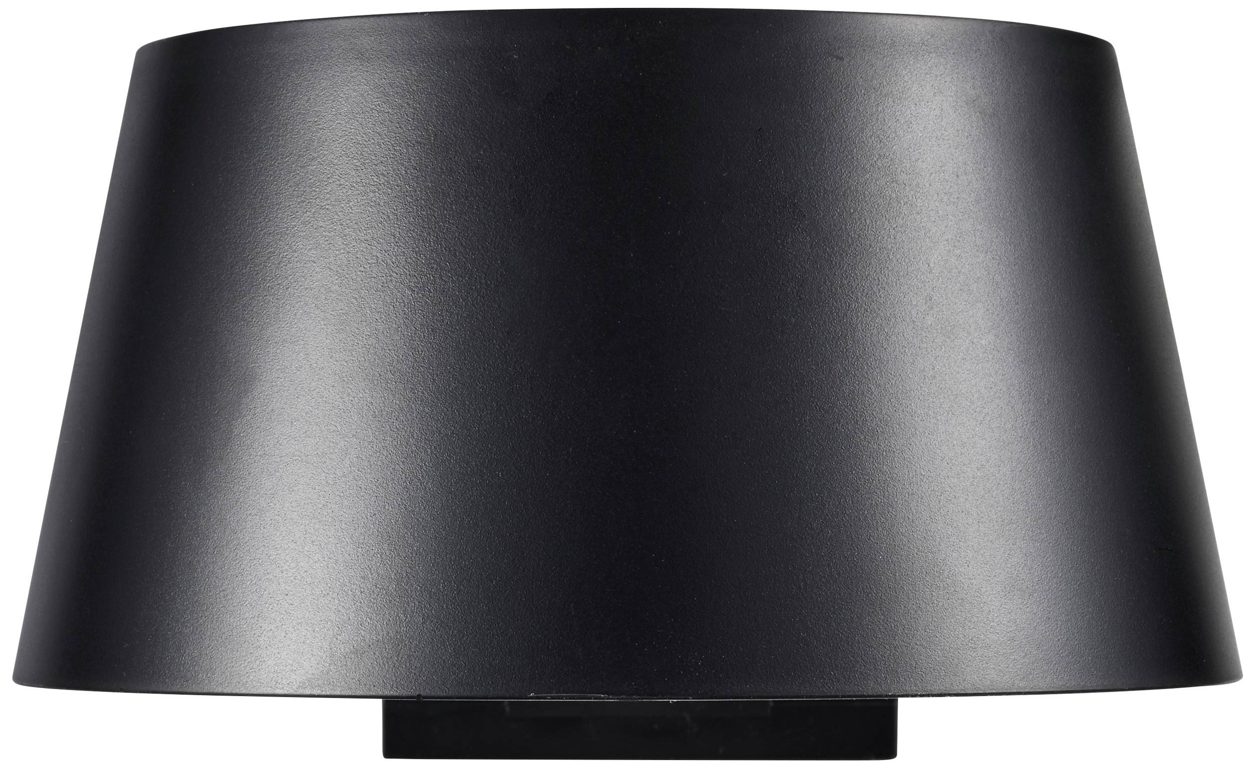 Black lampshade in a conical shape, viewed from the front, without visible mounting bracket or decoration.