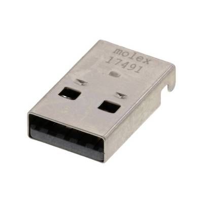 A Molex USB plug with the printed number '17491', metallic housing, two rectangular points at the tip.