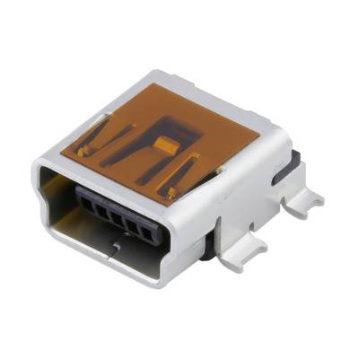A USB Type-C plug made of metal and plastic, shown in close-up. It has an orange cover and silver clips.