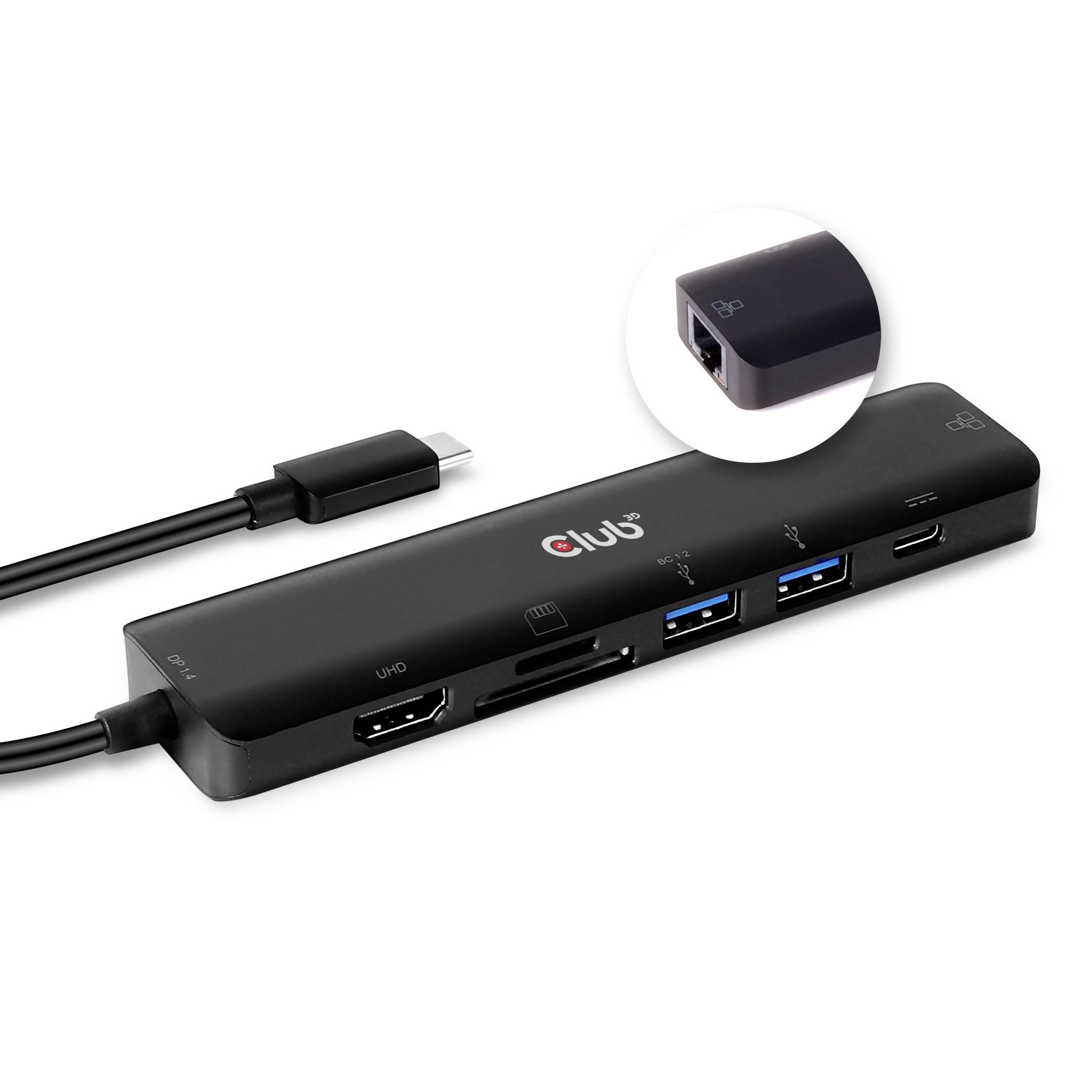 USB-C Hub with Multiple Ports: HDMI, USB-A, Ethernet and SD Card Reader. Perfect for Laptop Expansion.