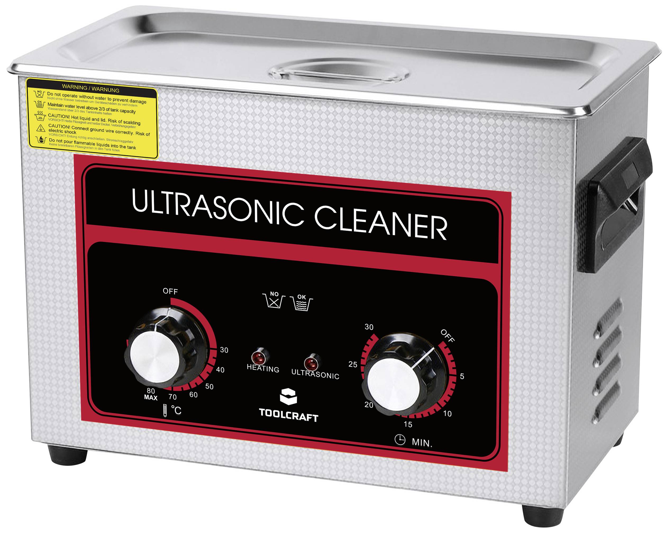 TOOLCRAFT USC-450 Ultrasonic cleaner Jewelry, Workshop, Office supplies 380 W 4.5 l Heating, With cleaning basket