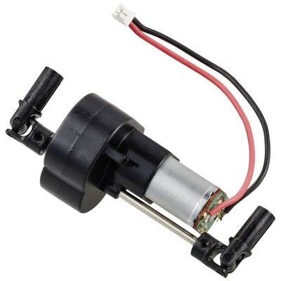 A small electric motor with two cables (red and black) is attached to a cylindrical plastic housing.